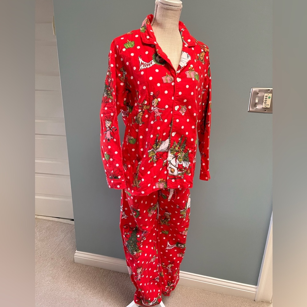 Pottery Barn Teen Grinch red flannel pajama set